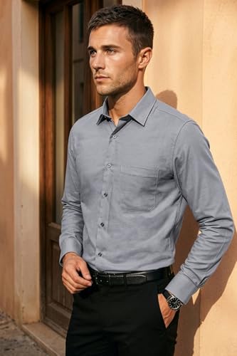 Image of Louis Philippe Men's Slim Fit Easy to Iron Everyday wear Premium Cotton Full Sleeve Solid Formal Shirt