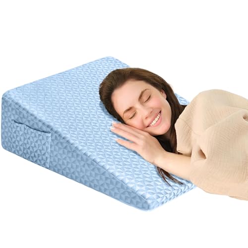 Image of Wedge Pillow for Sleeping, 7.5 inch Memory Foam Bed Wedge for Back and Leg Use | Dual-Layer Foam with a High-Density Base Provides Stable Support, Resists Flattening, and Stays Secure with a Non-Slip Bottom