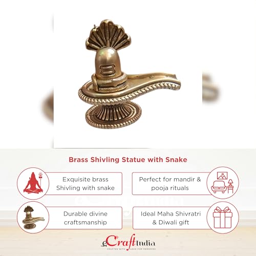 Image of eCraftIndia Brass Shivling Statue with Snake |