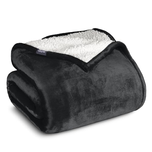 Bare Home Sherpa Fleece Blanket (Full/Queen, Black)