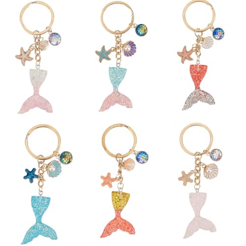 Porte-clés sirène et coquillage : coffret cadeau de 6 breloques pour amies