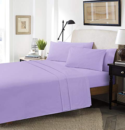 clicktostyle Parure très Profond Drap-Housse 40 cm/40,6 cm Polycoton Tissu Facile d'entretien, Lilas, Double