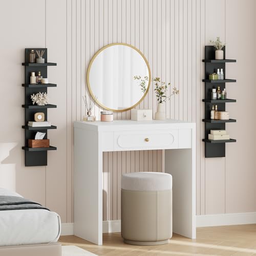 Image of HOOBRO 5 Tier Wall Shelf Unit, 2 Pack Floating Shelves for Wall, Wall Mounted Shelves for Storage, Vertical Display Shelf, Organizer Tall Tower Design for Livingroom Bedroom Kitchen, Black BK18BJP201