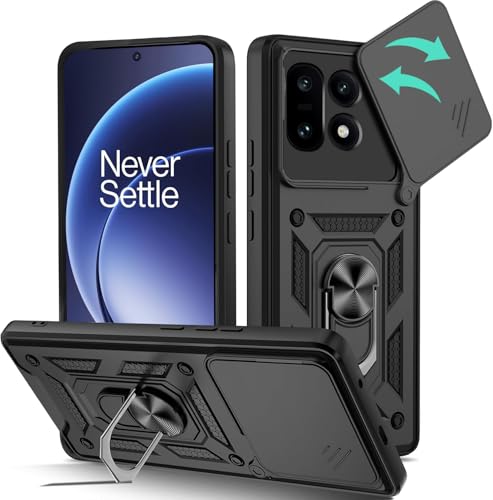 Image of Heavy Duty Back Case Cover for Oneplus 15 5G, Shockproof Oneplus 15 Back Cover, Ring Case with Kickstand and Camera Protection Shutter - Black