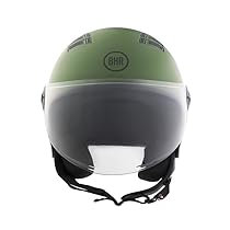 BHR Casco Demi-Jet 834 FLOW – Casco Scooter Estivo Omologato ECE 22.06 con 16 Fori di Aerazione – Casco Motorino con Visiera Antigraffio e Sgancio Micrometrico – Verde Opaco L