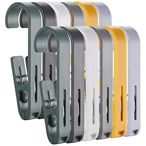 KooNiosio Large Laundry Hook Clothes pins 12pcs Sock Clip Laundry Clips with Springs, Strong Plastic Clothes Drying Line Pegs Cover