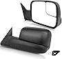 ECCPP® Black Manual adjusted Side View Mirror Tow Towing Mirrors Left & Right Pair Set Replacement fit for 94-01 Dodge Ram 1500, 94-02 Ram 2500 3500 Truck