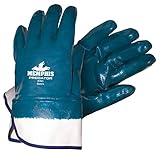 MCR Safety Large Predator Blue Nitrile Fully Coated Work Gloves With White Jersey Liner And Safety...