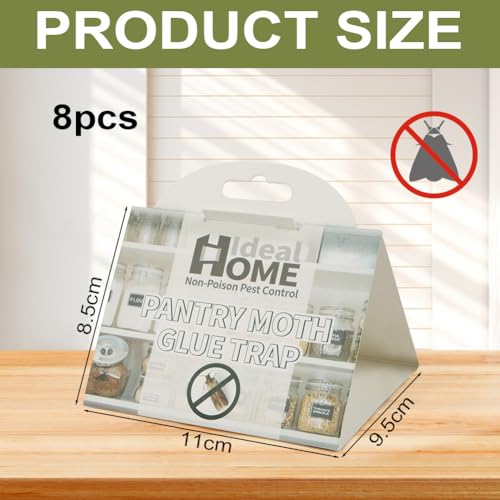 vsshe Lebensmittelmotten Falle, 8 Stück Mottenfalle Lebensmittel, insektizidfreie Pheromonfalle mit maximaler Lockwirkung, Alternative zur Mottenfalle, Effektive Klebefallen von Lebensmittelmotten