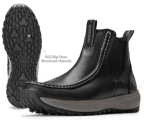 SUREWAY Men's Chelsea Boots,Fashion and Comfort Driving Shoes,Leather Moc Toe Outdoor Work Boots,Slip-Resistant Outsole,EH-Rated,All-Weather Rugged Slip-On Work/Casual/Dress Boots Shoes for Men4