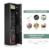 HOMFME 5 Gun Cabinet, Security Lockable Shotgun Rifle Safe Box with Digital Keypad, Emergency Keys, Alarm System, Electronic Pistols Shotgun Safe Cabinets for Home Office (with Fingerprint Opening) - Image 5