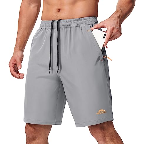 Magcomsen Mens Shorts 7 Inch Inseam Elastic Waist Hiking Shorts Fishing Shorts Active Quick Dry Shorts Running Workout Shorts Light Grey 33 #TOP21