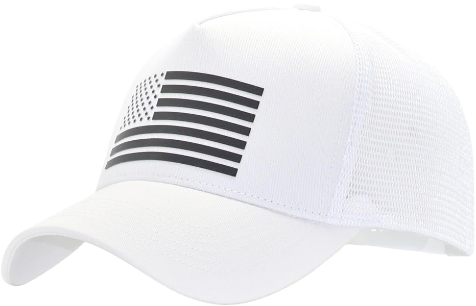 Image of USA Flag Snapback Hat Fits One Size&XXL /3XL - Mens Mesh Trucker Ball Hats - US 250th Anniversary Veterans Memorial Day Gifts