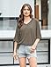 Totatuit Oversize Maternity Short Sleeve Shirt Fashion Tops for Women Trendy V-Neck Soft Tunic Khaki 3XL
