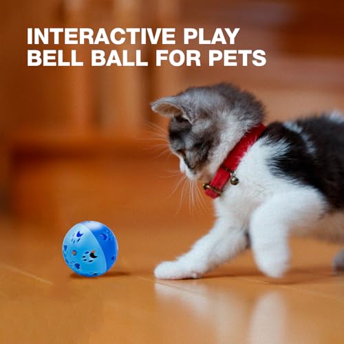 Image of Interactive Play Bell Ball for Dogs and Pets |Durable and Attractive 10 cm Ball |Playing and Attractive Bell Ball for Dogs and Puppies (Blue)