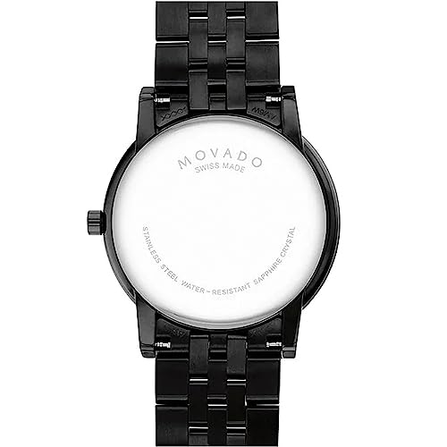 Image of Movado Museum Classic Swiss Qtz Black Dial Men's Watch| Pvd Material|Black Color Band - 0607626