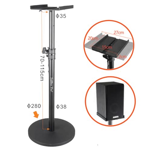 Image of Softline Pro Heavy Duty Studio Monitor Stand Round Base with Adjustable Top Plate 15-27cm - Single (SP 904 RV)