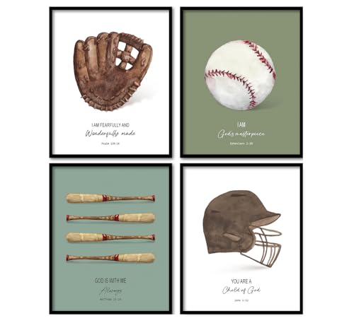 foedor Christelijke honkbalmuurkunst, 20 x 25 cm, niet ingelijst, muurkunst voor jongens, sportkamerdecoratie, cadeau voor klaslokaal, sportschool
