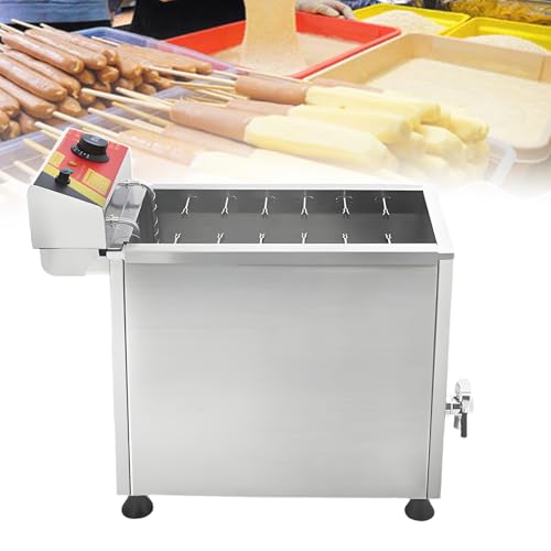 Fryer de Perro de maíz Comercial, 25L Electric Deep Fryer, Ajustable 60-200C Temp, Cocineros 12 Piezas Simultáneamente, Construcción de Acero Inoxidable para Restaurantes y Eventos