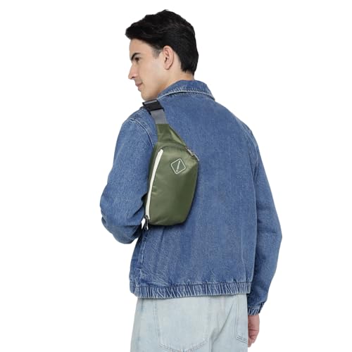 Image of uppercase Cubo Waist Bag for Men & Women- Crossbody Sling Bag for Biking Travel, Outdoor Sports, Camping, Hiking, Cycling | Waist Pouch with Adjustable Strap, Compartment and Zipper Pockets (Green)