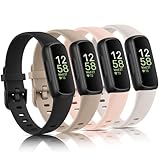 Vancle 4 Pack Bands Compatible with Fitbit Inspire 3 Bands for Women Men, Sport Silicone Adjustable Replacement Straps for Fitbit Inspire 3 Fitness Tracke (Black/Milk Tea/PinkSand/Starlight)