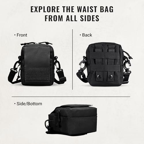 Image of CARRY TRIP Tactical Outdoor Waist Bag - Multifunctional Molle Pouch, Waterproof, Durable Travel, Hiking, Camping, Trekking & Daily Use Bag with D-Ring & Velcro Patch - Black