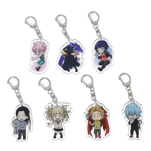 JCvCX MHA Himiko Toga Ashido Mina Cosplay Keychains Tokoyami Fumikage Acrylic Keychain Hawks Costume Car Keyring Aizawa Shouta Key, Small, Transparent