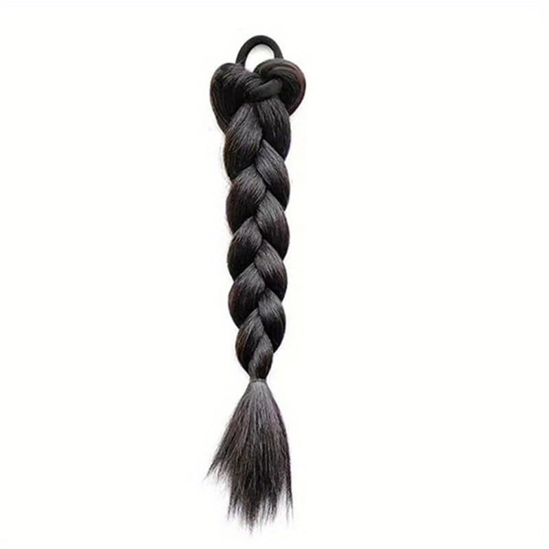 Image of 24 inch Heat Resistant Clip In Synthetic Straight Hair Extensions - Synthetic Hair Extension /Ponytail Long Braided Ponytail With Elastic Hair Ties Synthetic Hair Extensions (Style 6)