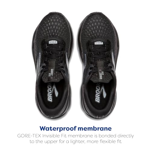 Brooks Women's Ghost 16 GTX Waterproof Neutral Running Shoe - Black/Black/Ebony - 8.5 Medium