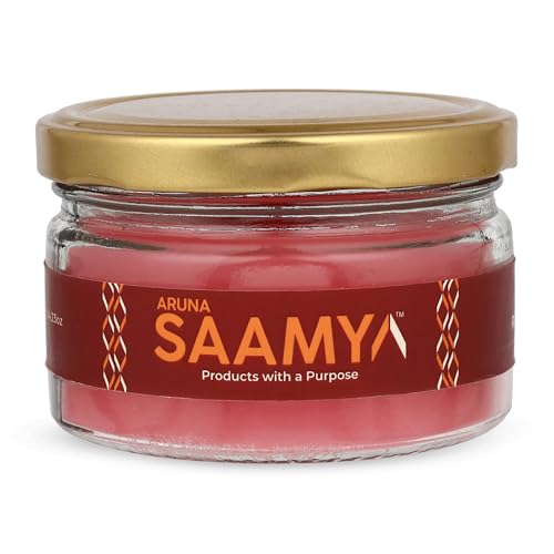 Image of ArunaSAAMYA Handcrafted Rose Scented Jar Candle I Floral Fragrance (Rosy Radiance) I Pack of 1 I 120 GMS I Upto 40 Hours Burn Time