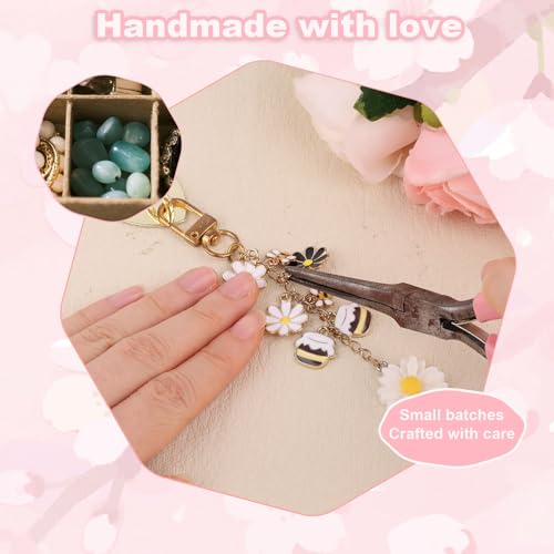 Sinbana E-Reader Zubehör Charme Set, 15,2x2,5cm Bezaubernd E-Reader Handy Charme mit Herzförmigem Haken Gänseblümchen Design Kette für Kindle E-Book und Handy-Zubehör(Honig-Stil)