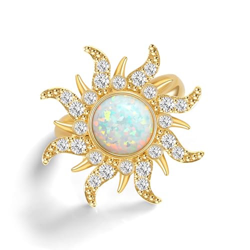Opal Sun Tangled Rapunzel Wedding Ring Rapunzel Princess Sunburst Jewelry Sunflower Engagement Ring Halloween Dress up Gifts For Her