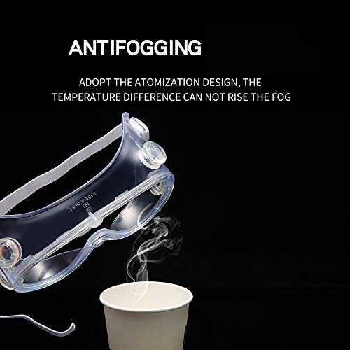 Bevi Safety Goggles Glasses Anti-Fog Protective Eye Shield with Vents for Droplet Infection Full Protection Chemical Eyewear for Home Laboratory Workplace
