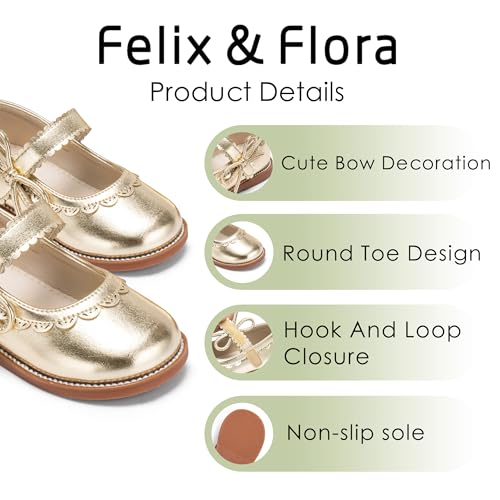Image of Felix & Flora Toddler Girl Mary Jane Dress Shoes - School Oxford Flats for Girl Party Shoes.