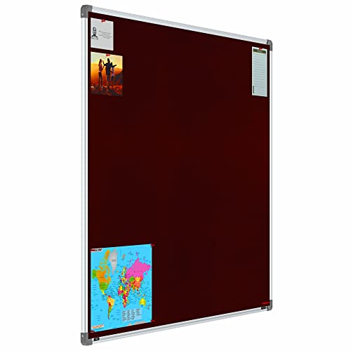 Image of Scholar Art Metis 4x5 Feet Fabric Pin-up Board for Office, Home & School | High Strength Velvet Cloth + High Density Soft Board for Pinning Photos, Sticky Notes & Reminders (Maroon)