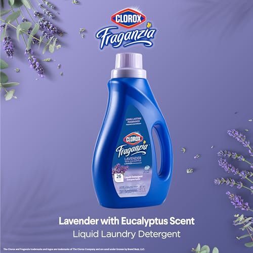 Image of Clorox Fraganzia Liquid Laundry Detergent, Lavender Eucalyptus, 40 Fl Oz | HE compatible, works in front and top load machines, long-lasting fragrance, 26 loads per bottle