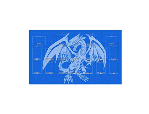 AArt TM Yugioh Blueprint Template 2017 Master Rule 4 Link Zone Playmat - Blue Eyes Dragon TCG Playmat - MTG Playmat - TCG Playmat - Yugioh Duel Playmat, Gaming Playmat