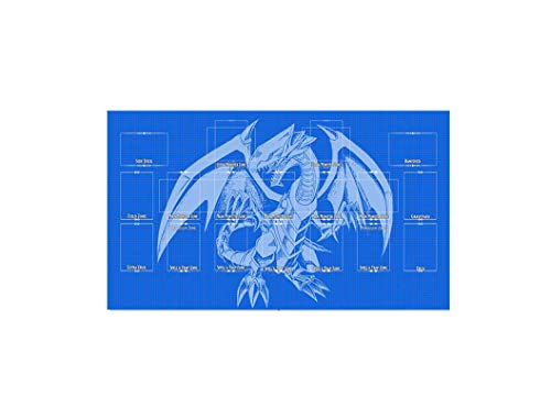 AArt TM Yugioh Blueprint Template 2017 Master Rule 4 Link Zone Playmat - Blue Eyes Dragon TCG Playmat - MTG Playmat - TCG Playmat - Yugioh Duel Playmat, Gaming Playmat