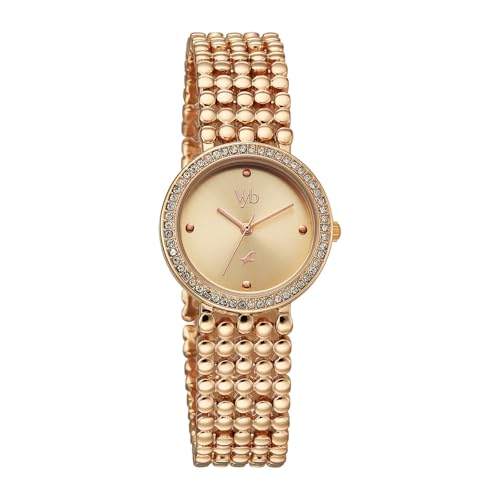 Image of Fastrack Vyb Iconique Quartz Analog with Light Peach Dial Rose Gold Strap Watch for Women - FV60111WM01W