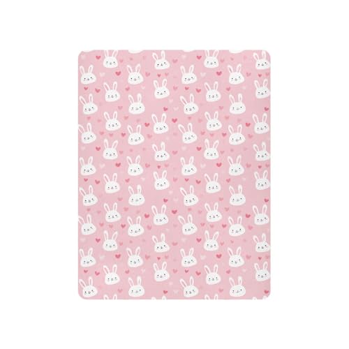 Image of Crib Sheet Breathable Soft Crib Mattress Sheet for Baby Toddler Boys Girls Fitted Crib Sheet Fit Standard Crib Mattress 52 x 28 Inch Pink Bunny Hearts