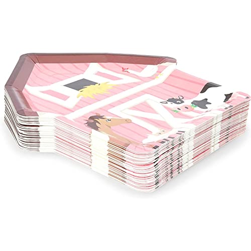 Blue Panda GDPLS Pink Barnyard Plates For Farm Animal Birthday Party thumb #2