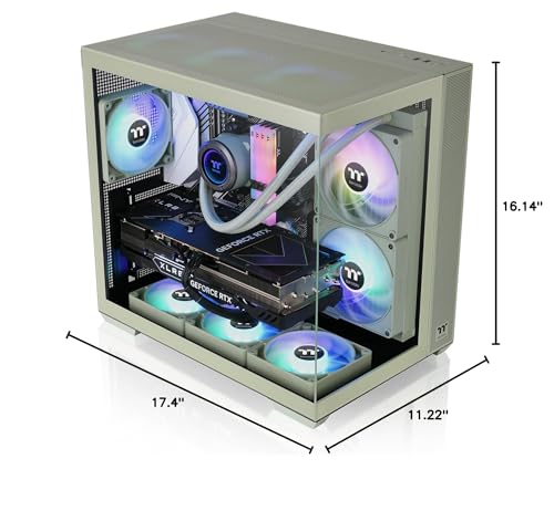 Image of Thermaltake View 380 TG ARGB Matcha Green ATX Case; 4x120mm ARGB Fans Included; Supports Hidden-Connector Motherboard; Front & Side Dual Tempered Glass Panel; CA-1Z2-00MEWN-AZ; 3 Year Warranty