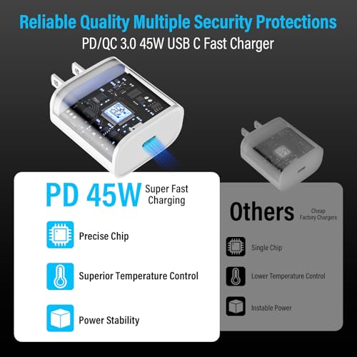 Image of iPad Charger Fast Charging, 45W USB C Wall Charger Block + 10FT USB C to C Cable for iPad Pro 13 /12.9 /11 inch, iPad A16 11th /10th, iPad Air 13 /11 inch M4 /M3 /M2 /5th /4th, iPad mini 7 /6, iPhone 17 /16 /15