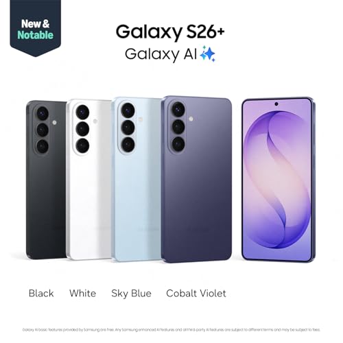 Image of Samsung Galaxy S26+, Unlocked Android Smartphone + Buds4 Pro, 512GB, Powerful Processor, Galaxy AI, Immersive Viewing, Durable Battery, 2026, Sky Blue
