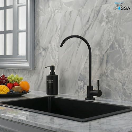 Image of Fossa 360 Rotatable RO Tap for Kitchen Sink | 100% Lead-Free 304 Stainless Steel Drinking Water Faucet | Brushed Nickel | Smooth Rotation Filter Tap for Healthy Drinking Water Black (Matte Finish)