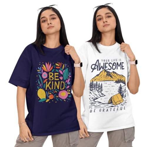 Image of Reifica 100% Pure Cotton Oversized Loose Fit Tshirts for Women