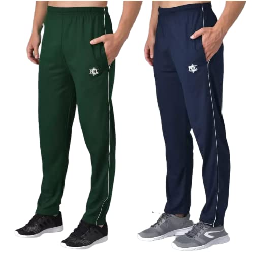 ASDF Solid Men Multicolor Track Pants - Navy and Green