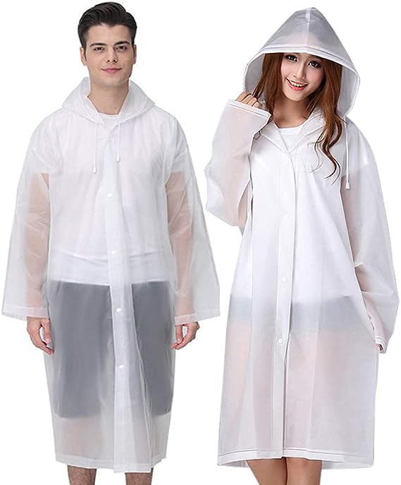HeyJais 2 pack Rain Poncho for Adults, Outdoors Rain Coats for Women Men, 150cm Reusable Raincoats with Drawstring hat,Camping, Hiking, Travelling, Sporting