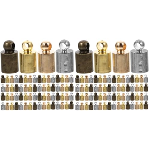 HOMSFOU 2sets 100pcs Metal Tassel End Caps Durable Copper Jewelry Making Supplies for Keychains Necklaces Bracelets and Bag Pendants Mixed Colors for DIY Projects 100pcs*2