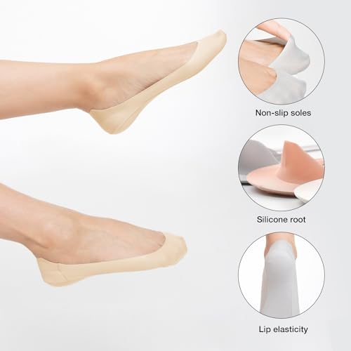 4 Pairs No Show Socks Women for Flats Ultra Low Cut Non-Slip Socks Invisible Hidden Socks Size 5-103